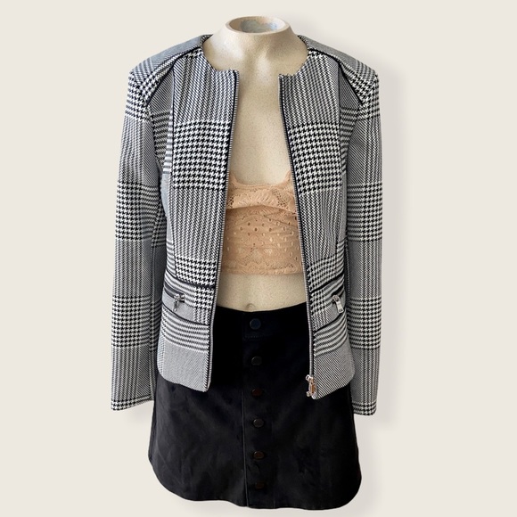 H&M full zip houndstooth blazer jacket 4 - Picture 2 of 7